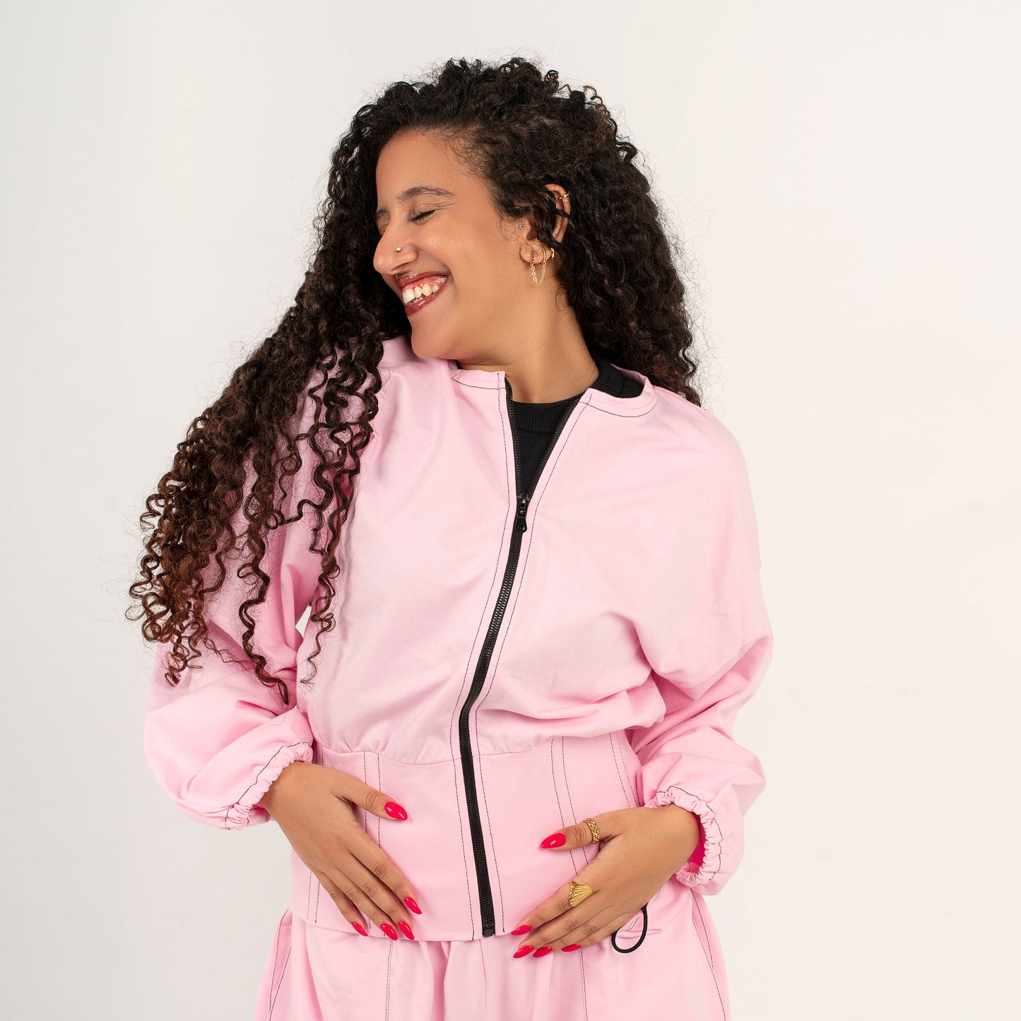 Zip-Up Corset Jacket (Dusty Pink)