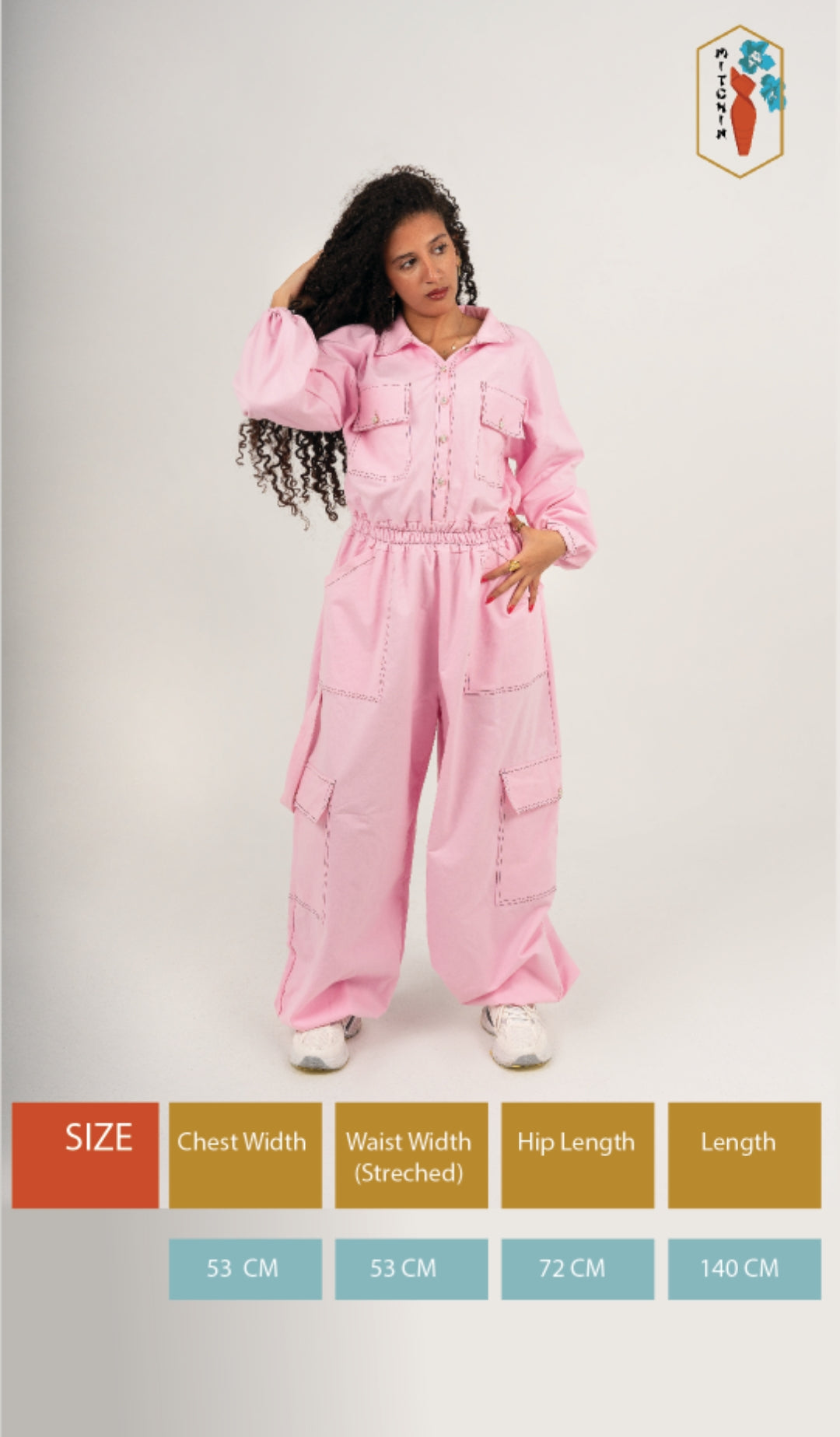 Utility jumpsuit – Button-Up Edition (dusty pink color)