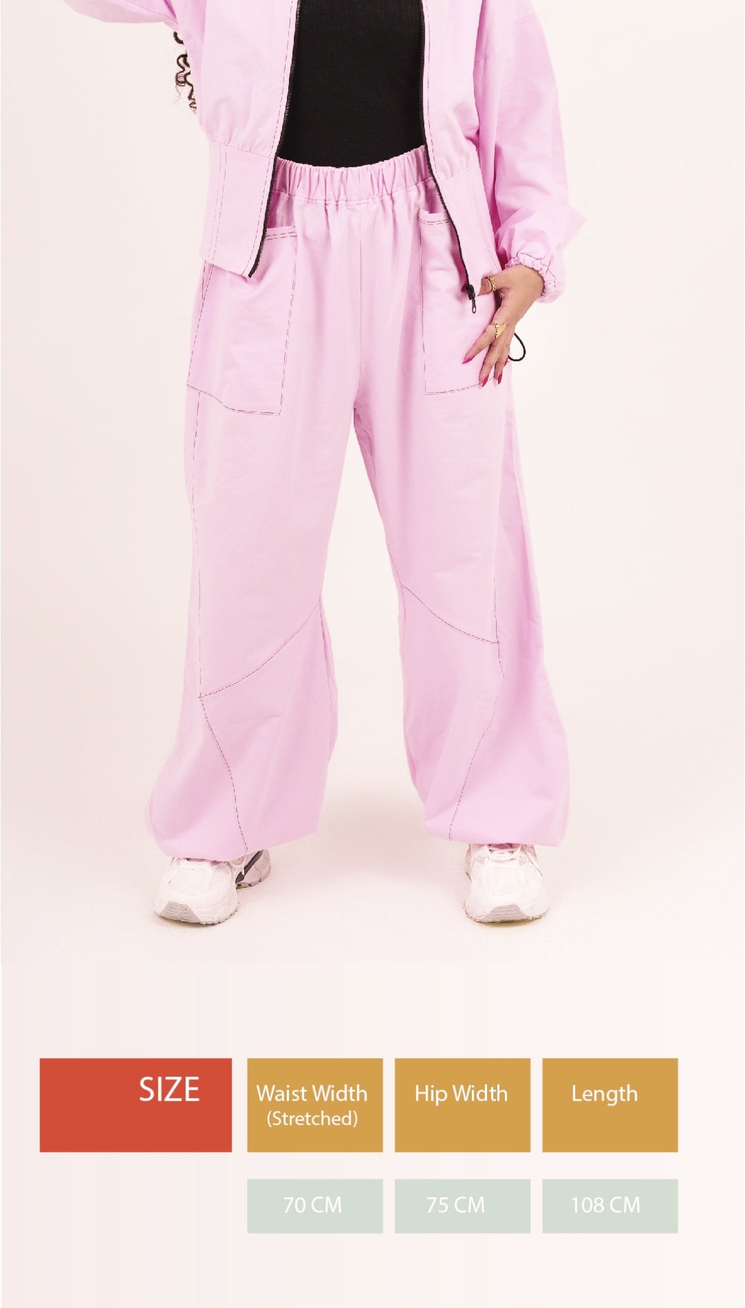 Double Pocket Wide-Leg Cargo Pants (Dusty pink )