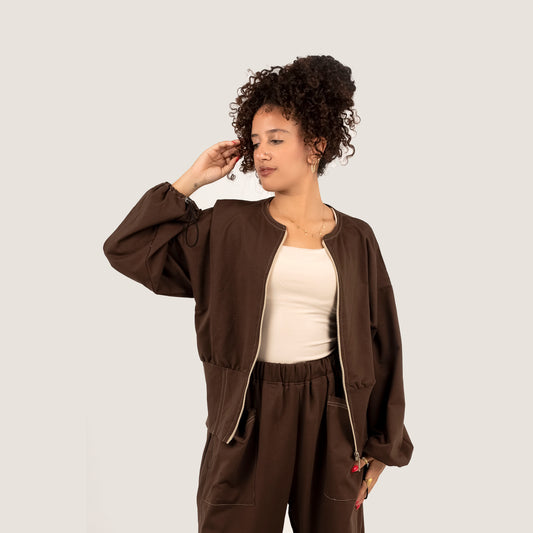 Zip-Up Corset Jacket (Cocoa color)