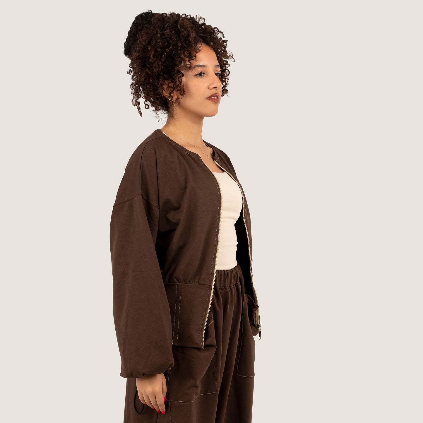 Zip-Up Corset Jacket (Cocoa color)