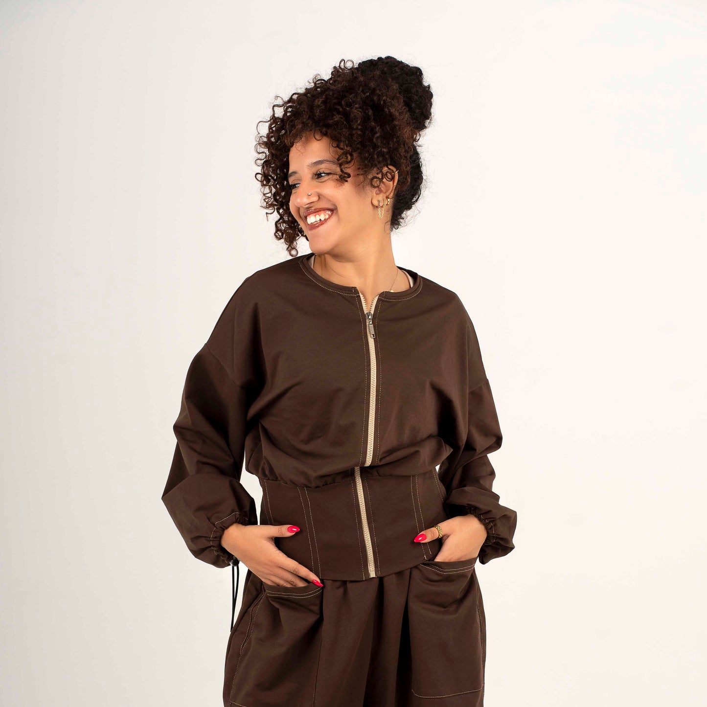 Zip-Up Corset Jacket (Cocoa color)