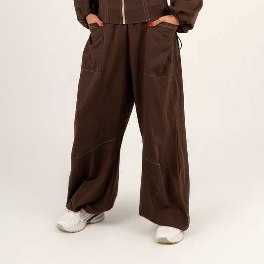 Double Pocket Wide-Leg Cargo Pants (cocoa color)