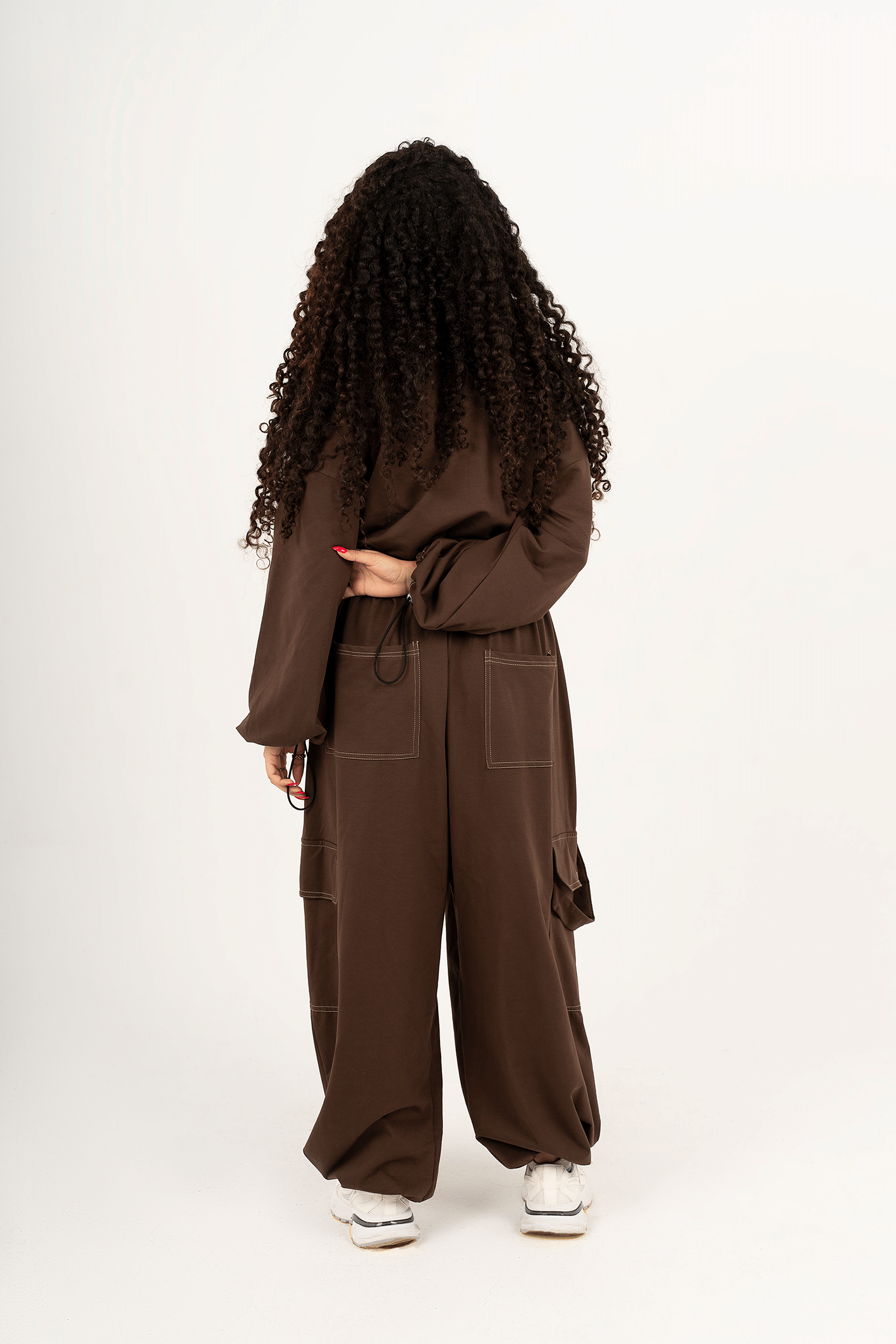 Utility jumpsuit– Button-Up Edition ( cocoa color)