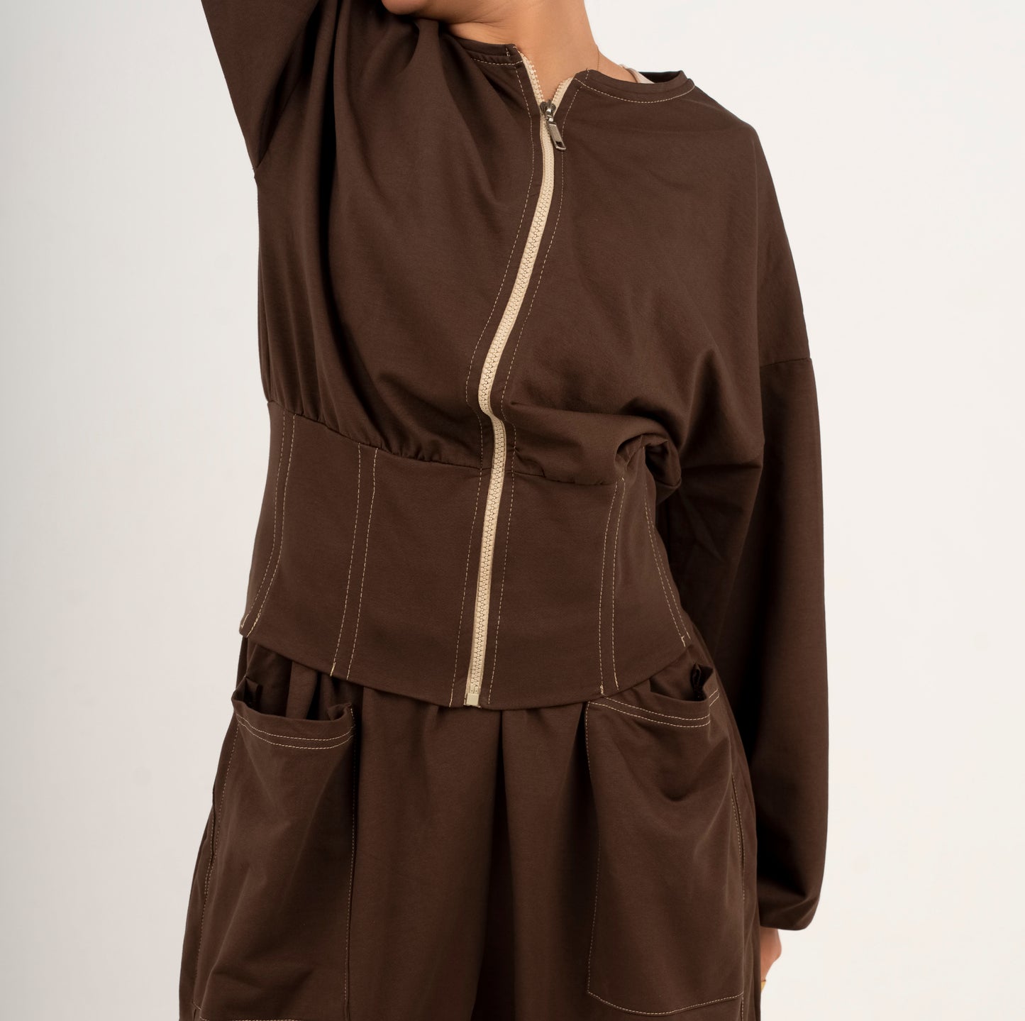 Zip-Up Corset Jacket (Cocoa color)