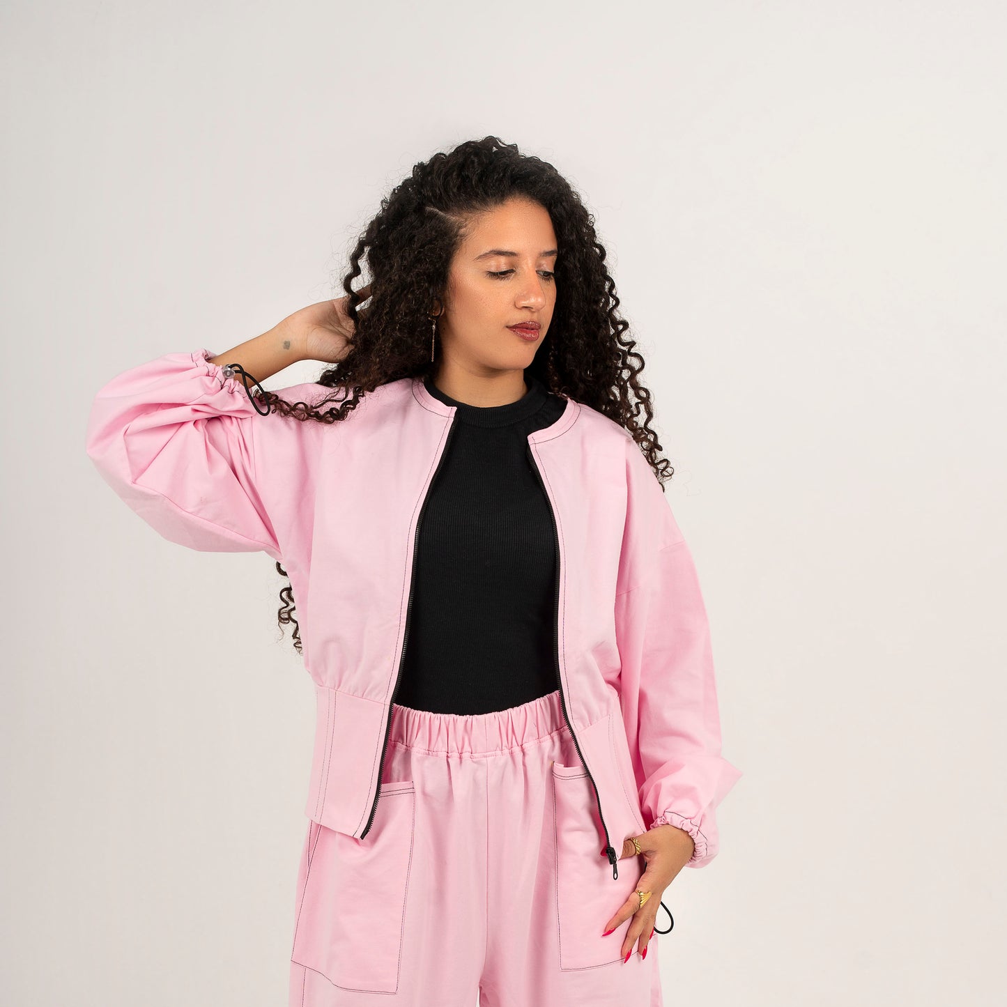 Zip-Up Corset Jacket (Dusty Pink)
