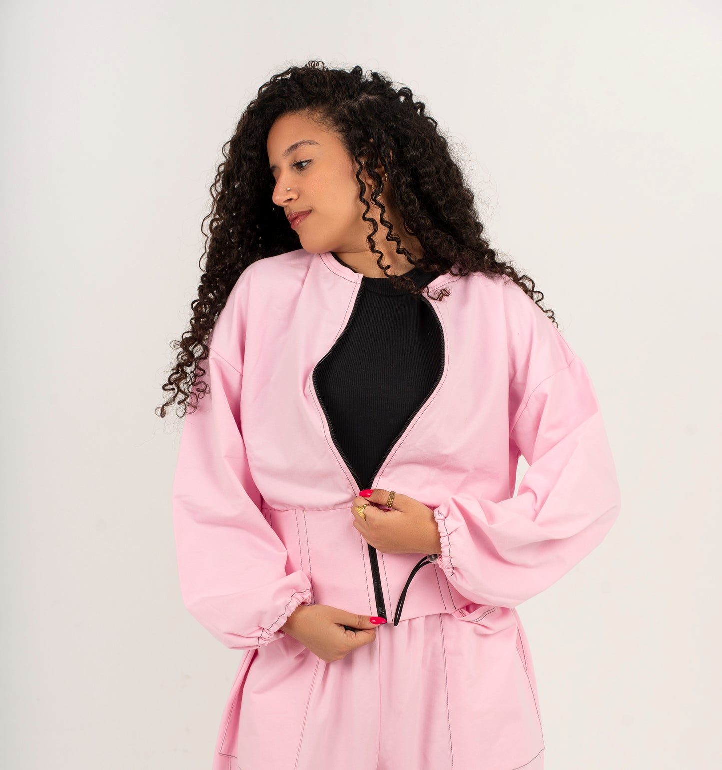 Zip-Up Corset Jacket (Dusty Pink)