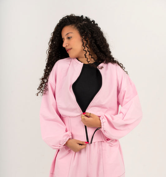 Zip-Up Corset Jacket (Dusty Pink)