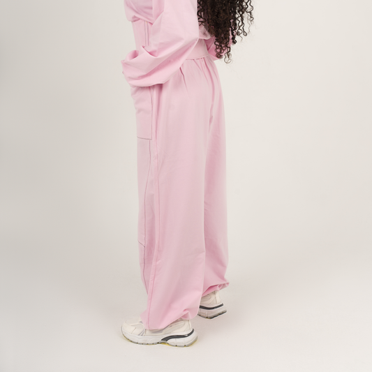 Double Pocket Wide-Leg Cargo Pants (Dusty pink )