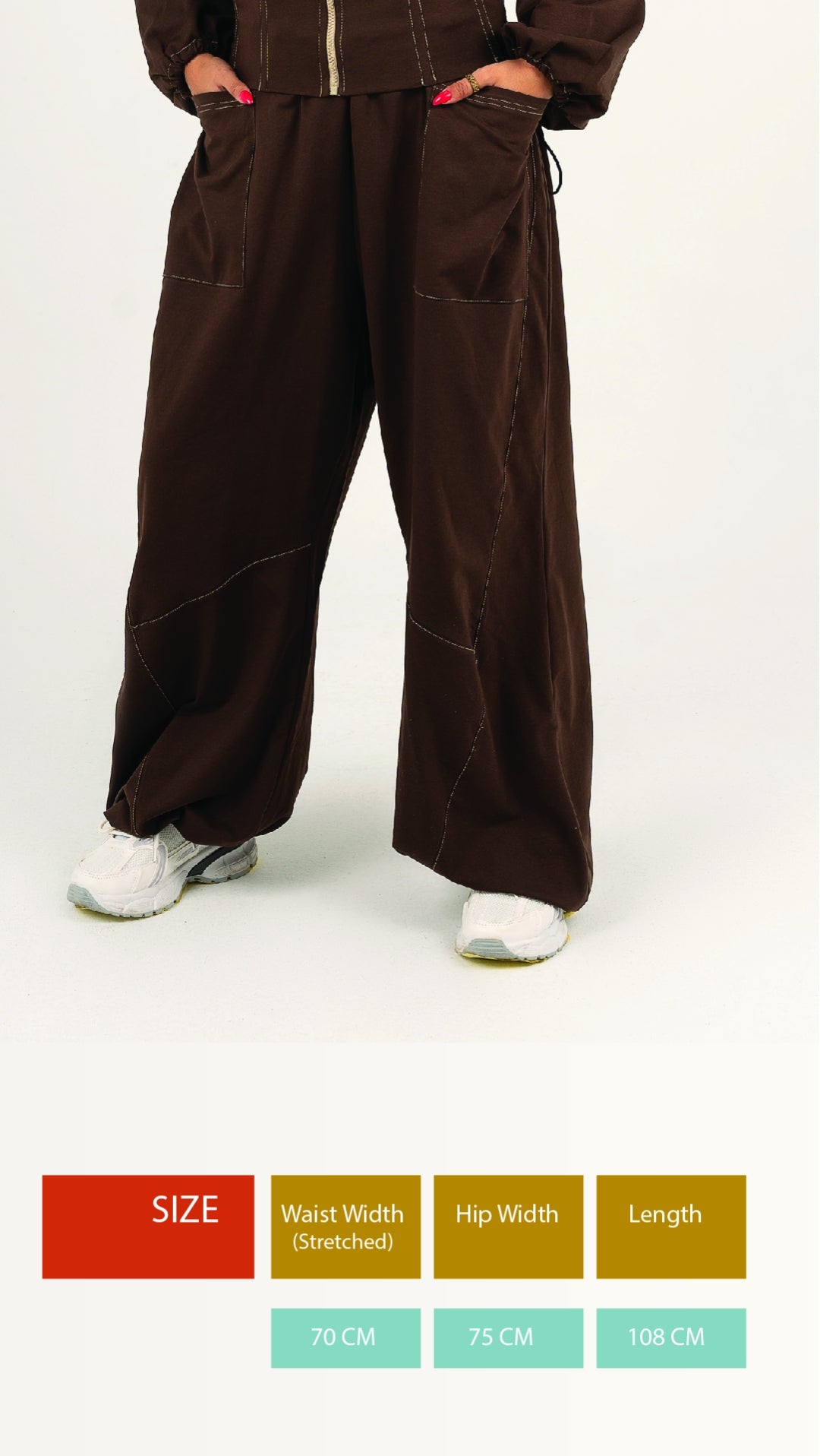 Double Pocket Wide-Leg Cargo Pants (cocoa color)