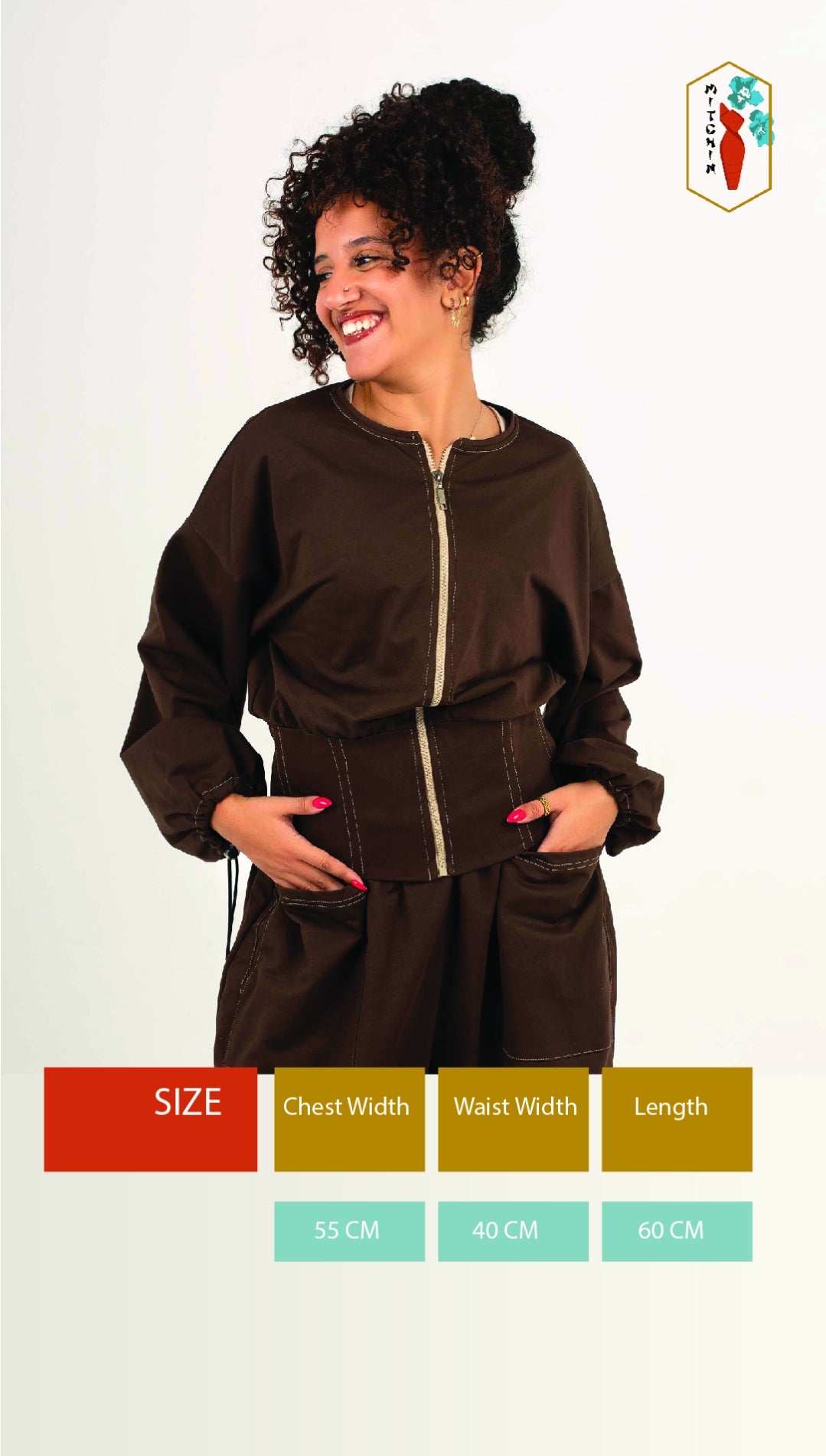 Zip-Up Corset Jacket (Cocoa color)